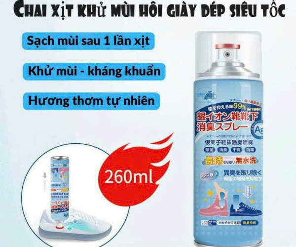 Chai xịt khử mùi giày dép siêu tốc ( 260ml)