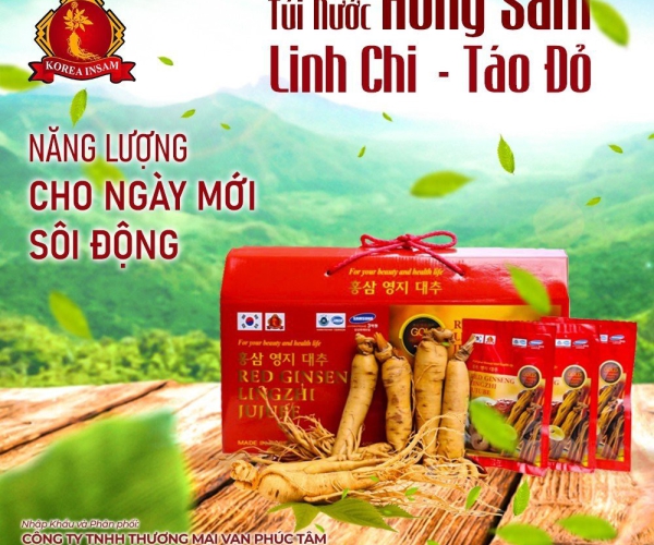 Túi nước Hồng Sâm - Linh Chi -Táo Đỏ